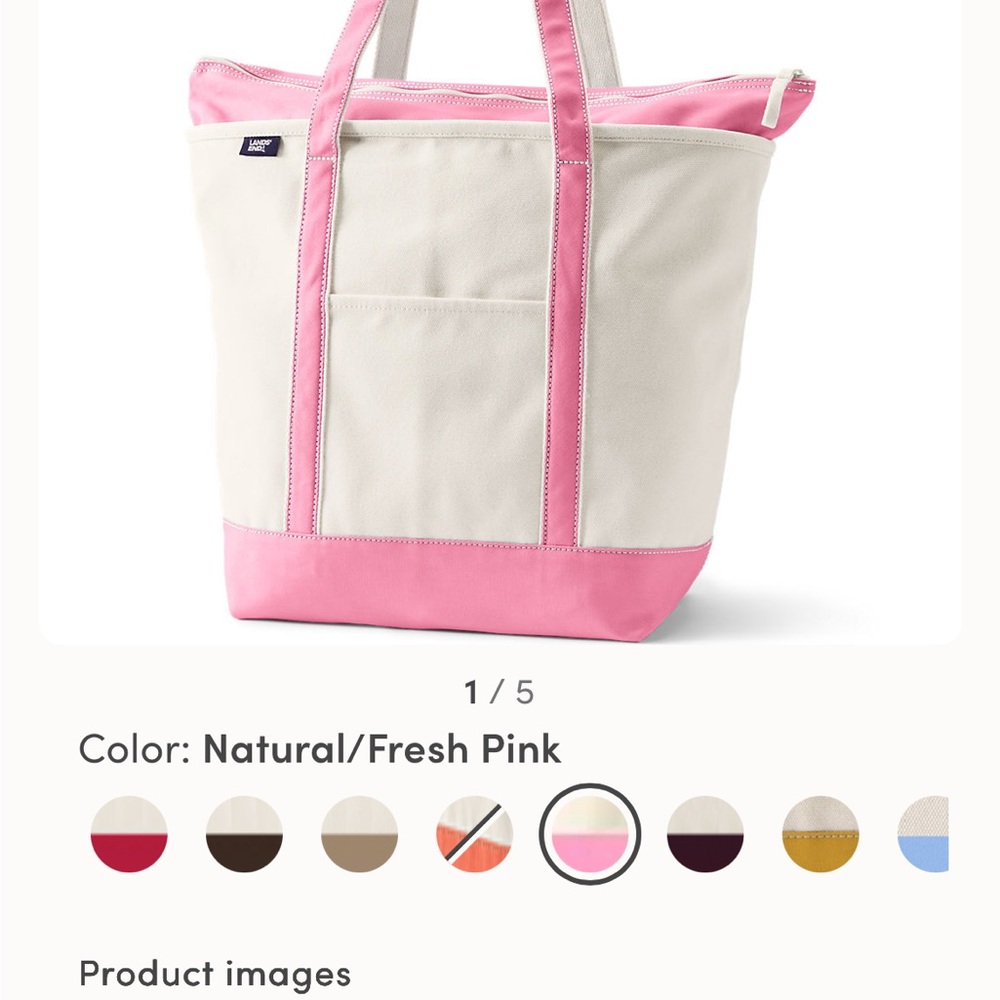 Lands' End Pink Tote Bag LARGE